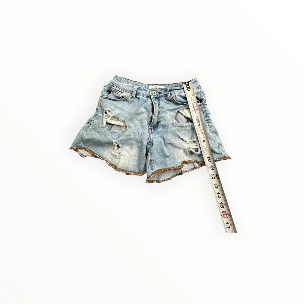 KanCan‎ Shorts Womens 26 Blue KC6005L Distressed Scalloped Hem High Rise Denim